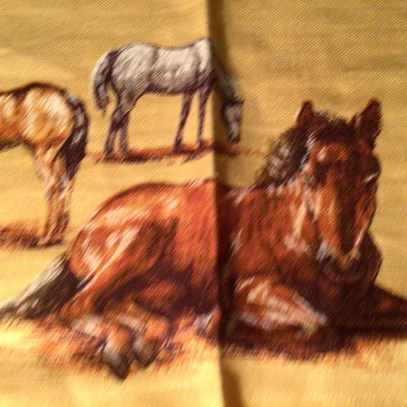 Vintage horse print kitchen cloth. 100% linen. - Picture 9 of 14